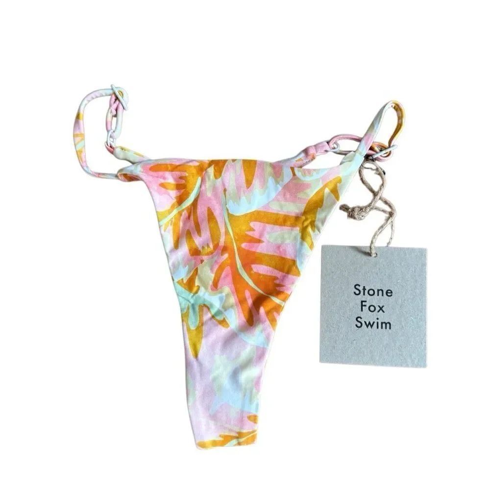 Stone Fox Swim x Revolve Women's Isle Bikini Bottom Thong Hot Tropix Size Medium